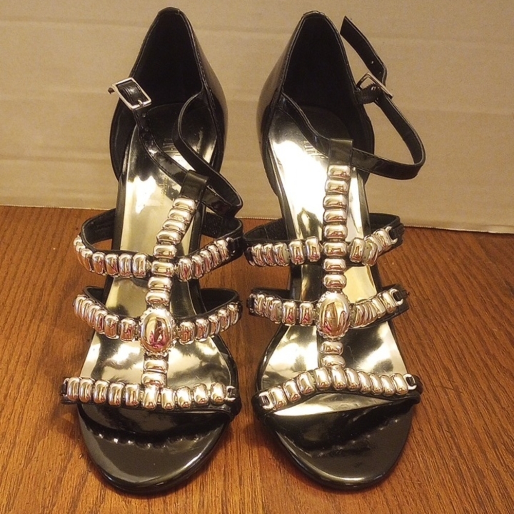 INC International Concepts Black Heels with Silver Embellishments
